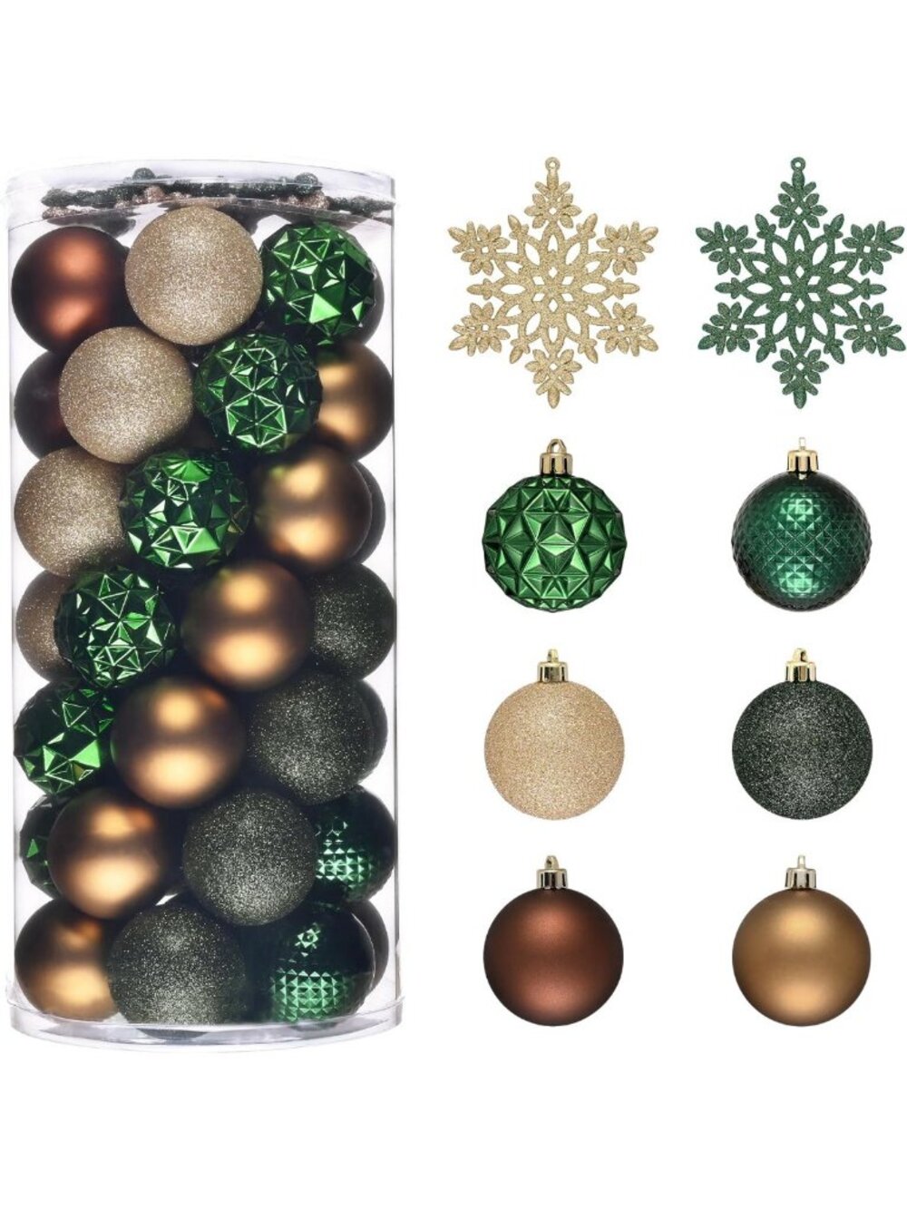 50ct Christmas Tree Ball Ornaments - 2.36" Holiday Decorations, Festive Decor